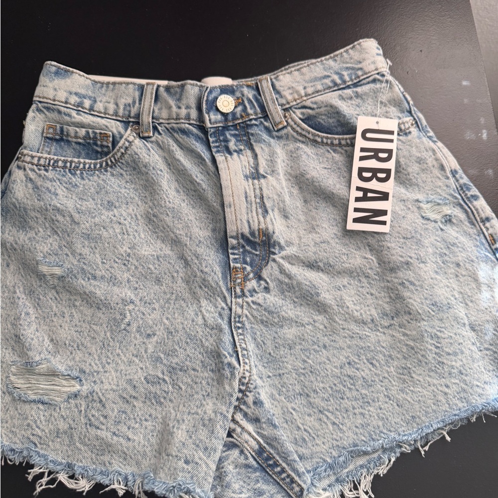 Urban Outfitters Blue Jean Shorts Distressed High-Waisted